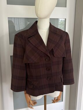 Larry Levine Brown/Blue Plaid Coat